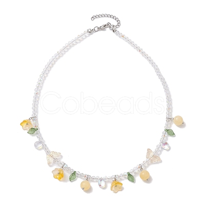 Glass with Topaz Jade Beaded Necklaces NJEW-JN04680-03-1