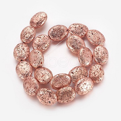 Electroplated Natural Lava Rock Beads Strands G-P400-11RG-1