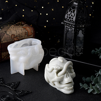 Halloween Theme DIY Candle Silicone Statue Molds DIY-WH0265-59-1