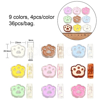 36Pcs 9 Colors Transparent Acrylic European Beads OACR-CJ0001-23-1