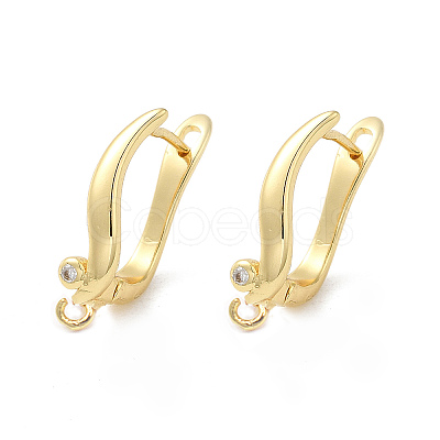 Rack Plating Brass Micro Pave Cubic Zirconia Hoop Earring Findings KK-E084-82G-1