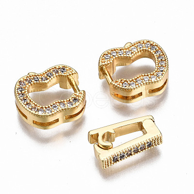 Brass Micro Pave Clear Cubic Zirconia Fold Over Clasps KK-T063-67G-NF-1