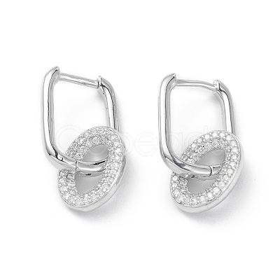 Circle Ring Rack Plating Brass Cubic Zirconia Hoop Earrings for Women EJEW-K245-27P-1