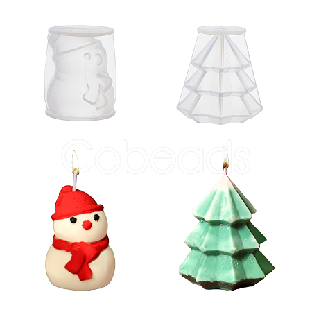 SUPERFINDINGS 2Pcs 2 Style Christmas Candle Silicone Molds CAND-FH0001-03-1