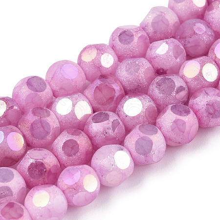 Opaque Frosted Glass Beads Strands EGLA-N006-076F-1