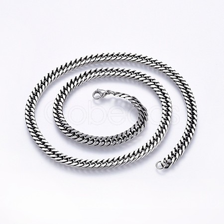 Men's 304 Stainless Steel Curb Chain Necklaces NJEW-O102-03AS-1