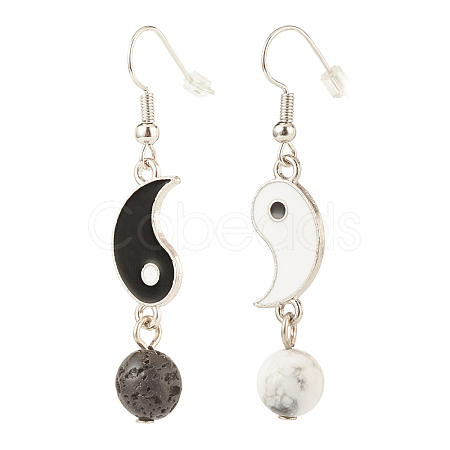 Alloy Enamel Yin Yang Matching Asymmetrical Earrings EJEW-JE04894-02-1