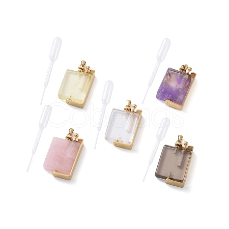 Rotatable Natural Quartz Perfume Bottle Pendants G-M362-03G-1