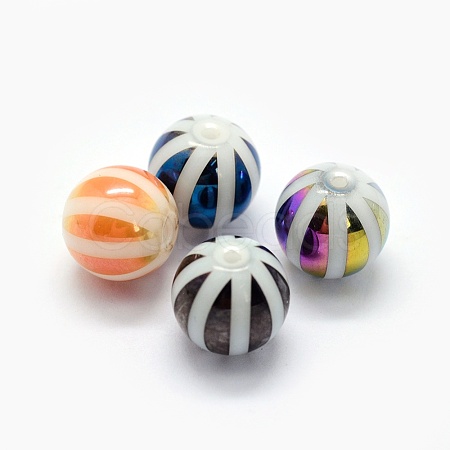 Opaque Spray Painted Glass Beads LAMP-P050-F-8mm-1