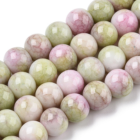 Opaque Crackle Glass Round Beads Strands GLAA-T031-01H-1