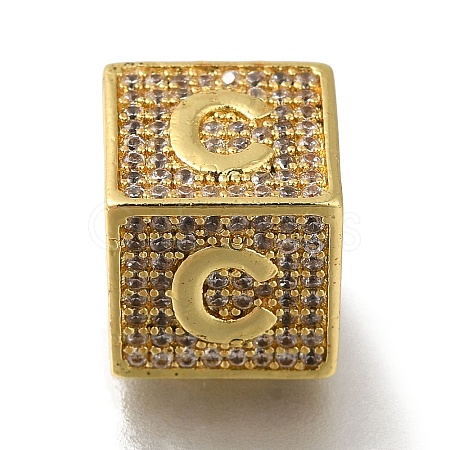 Brass Cubic Zirconia Beads KK-Q818-01C-G-1