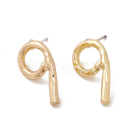 Brass Number Stud Earrings with 925 Sterling Silver Pins for Women EJEW-A077-01I-1