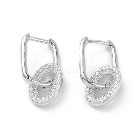 Circle Ring Rack Plating Brass Cubic Zirconia Hoop Earrings for Women EJEW-K245-27P-1