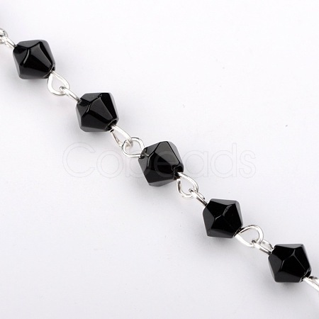 Handmade Bicone Glass Beads Chains for Necklaces Bracelets Making X-AJEW-JB00040-05-1