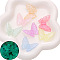 5Pcs Luminous Acrylic Beads, with Giltter Power, Glow in the Dark, Butterfly, Mixed Color, 27x37mm, Hole: 2mm