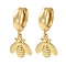 Rack Plating Brass Hoop Earrings, Cadmium Free & Lead Free, Long-Lasting Plated, Insects, Real 18K Gold Plated, 29x14.5mm