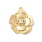 Brass Glass Pendants, Flower, Real 18K Gold Plated, Clear, 20x17.5x3mm, Hole: 1.6mm