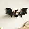 Halloween Wooden Bat Shelf for Crystals, Witchcraft Floating Wall Shelf, Candle Holder, Black, 135x300mm