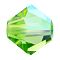 Preciosa&reg Crystal Beads, Czech Crystal, Bicone(451 69 302 Rondelle), Peridot AB, 4mm