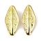 Leaf Brass Stud Earrings for Women, Lead Free & Cadmium Free, Real 18K Gold Plated, 56x25.5mm