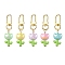 Flower Acrylic Pendant Decorations, Alloy Swivel Clasps Charm for Bag Key Chain Ornaments, Mixed Color, 65x17.5x12mm