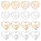 DICOSMETIC 16Pcs 4 Style Ion Plating(IP) 201 Stainless Steel Pendants, Laser Cut, Heart, Golden & Stainless Steel Color, 21.5~22x22~22.5x1mm, Hole: 1.4mm, 8pcs/style