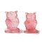 Cherry Quartz Glass Carved Figurines, for Home Office Desktop Decoration, Owl, 15.5~18.5x13~15x22~24mm