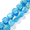 Handmade Gold Sand Lampwork Beads Strands, Nuggets, Sky Blue, 12x11x7mm, Hole: 1mm, about 50pcs/strand, 23.62''(60cm)