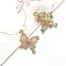 Butterfly Golden Alloy Pendants, with Hologram Resin & Resin Rhinestone, For DIY Jewelry Accessories, Pink, 14x15mm