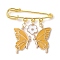 Butterfly & Flower Charm Alloy Enamel Brooches for Women, Iron Safety Pin Brooch, Kilt Pins, Orange, 50mm