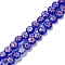 Handmade Millefiori Lampwork Beads Strands, Flat Round, Medium Blue, 6x3mm, Hole: 0.7mm, about 66pcs/strand, 14.65''(37.2cm)