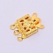 Brass Box Clasps, Multi-Strand Clasps, 3-Strands, 6 Holes, Rectangle, Golden, 15x10x2.5mm, Hole: 1mm