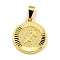 Brass Pendants, Real 18K Gold Plated, Flat Round with Constellations, Sagittarius, 24x20.5x2mm, Hole: 8x3.5mm