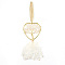 Heart with Tree of Life Metal & Natural Quartz Crystal Chip Pendant Decorations, Braided Thread Tassel Hanging Ornaments, 160mm