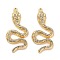 Rack Plating Alloy Pendants with Rhinestone, Snake, Golden, 48x23.5x5.5mm, Hole: 1.8mm