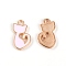 Zinc Alloy Enamel Pendant, Light Gold, Cat, Pink, 15x10x1.5mm, Hole: 1.5mm