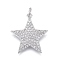 Brass Micro Pave Clear Cubic Zirconia Pendants, Long-Lasting Plated, Star, Real Platinum Plated, 20x19x2mm, Jump Rings: 5x1mm, Inner Diameter: 3mm