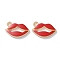 Alloy Enamel Pendants, Golden, Lip, 12x17.5x2mm, Hole: 1.8mm