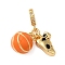 Rack Plating Brass Enamel European Dangle Charms, Basketball & Shoes Large Hole Pendants, Cadmium Free & Lead Free, Long-Lasting Plated, Real 18K Gold Plated, 26.5mm, Hole: 4.5mm