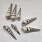 Electroplate Spiral Shell Pendants, with Brass Findings, Platinum, 38~76x11~19mm, Hole: 1.6mm