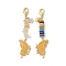 Butterfly Alloy Enamel Pendants Decoraiton, Natural Citrine Chip & Lava Rock Beads and Lobster Claw Clasps Charm, Gold, 81~83mm, 2pcs/set