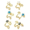 Rack Plating Star Brass Stud Earrings, with Synthetic Opal, Cadmium Free & Lead Free, Long-Lasting Plated, Real 18K Gold Plated, 17x15mm