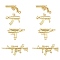 8Pcs 4 Style Brass Pendants, with Cubic Zirconia and Jump Rings, Gun, Real 18K Gold Plated, 16~22x8.5~40x3~4.5mm, Hole: 1.2~3.5mm, 2pcs/style