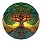 Wooden Puzzles, Children Intelligence Toys, Flat Round with Tree of Life, Colorful, 280mm