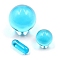 Glass Beads, No Hole, for Shisha, Mixed Shapes, Cyan, 19mm