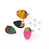 Craftdady Resin & Walnut Wood Stud Earring Findings MAK-CD0001-02-4