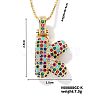 Brass Pave Colorful Cubic Zirconia Letter Pendant Box Chain Necklaces NU0575-11-1