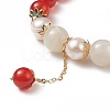 Natural Carnelian(Dyed & Heated) & White Moonstone & Pearl Beaded Stretch Bracelet with Tassel Charms for Women BJEW-JB09009-02-4