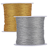 SUNNYCLUE 2 Rolls 2 Colors 3-Ply Polyester Braided Metallic Cord KNIT-SC0001-01-1
