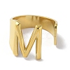 Real 18K Gold Plated 304 Stainless Steel Initial Letter Open Cuff Ring RJEW-H215-09G-01-2